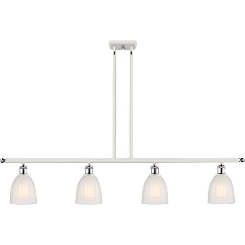 Ballston Brookfield 4 Light 48 inch White and Polished Chrome Island Light Ceiling Light in White Glass, Ballston