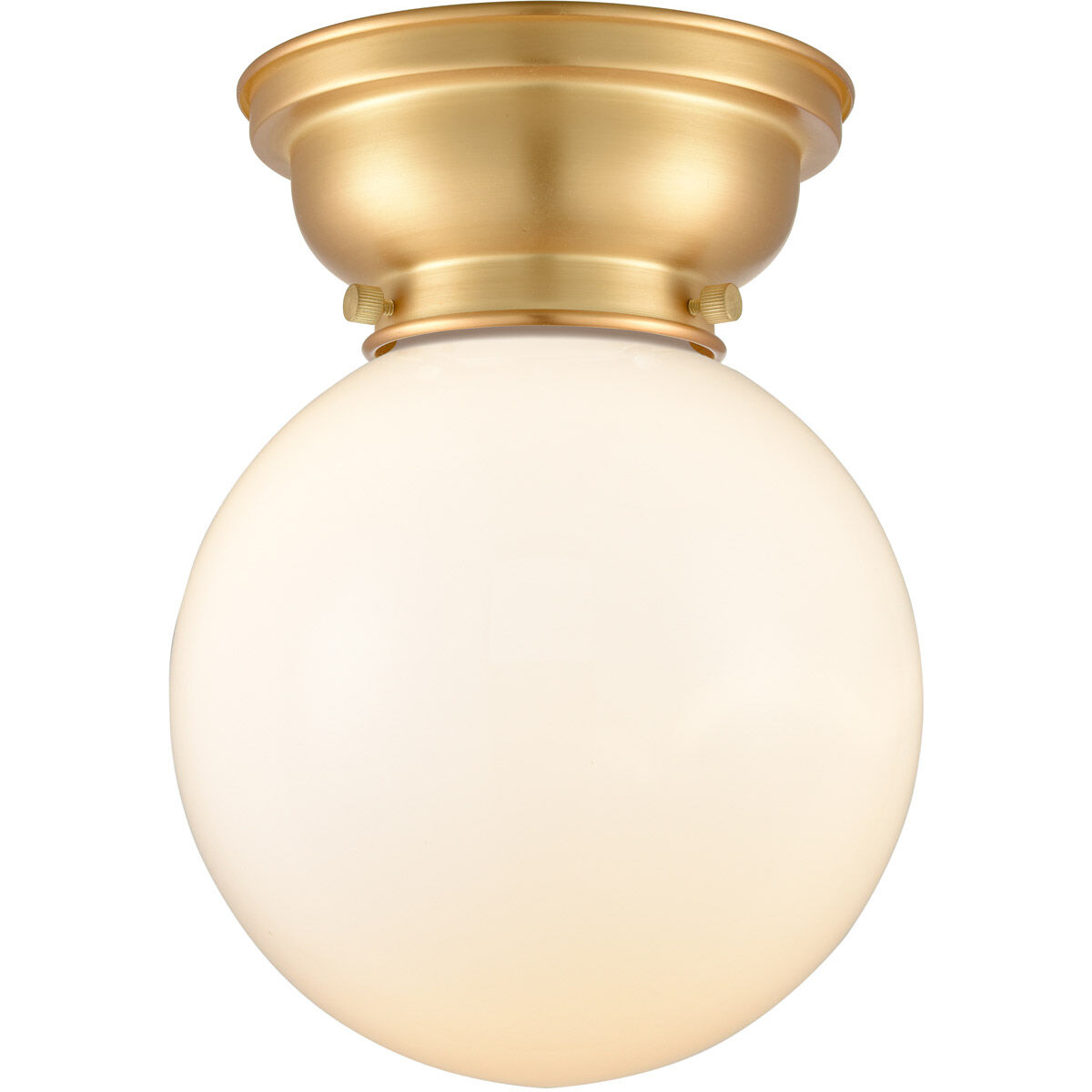 Aditi Large Beacon LED 8 inch Satin Gold Flush Mount Ceiling Light in Matte White Glass, Aditi