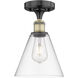 Berkshire 1 Light 8 inch Black Antique Brass Semi-Flush Mount Ceiling Light