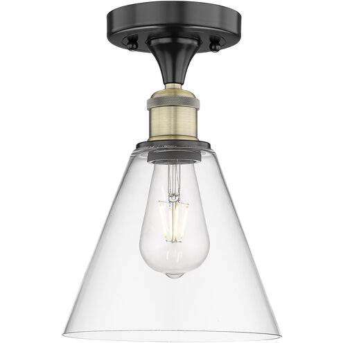 Berkshire 1 Light 8 inch Black Antique Brass Semi-Flush Mount Ceiling Light