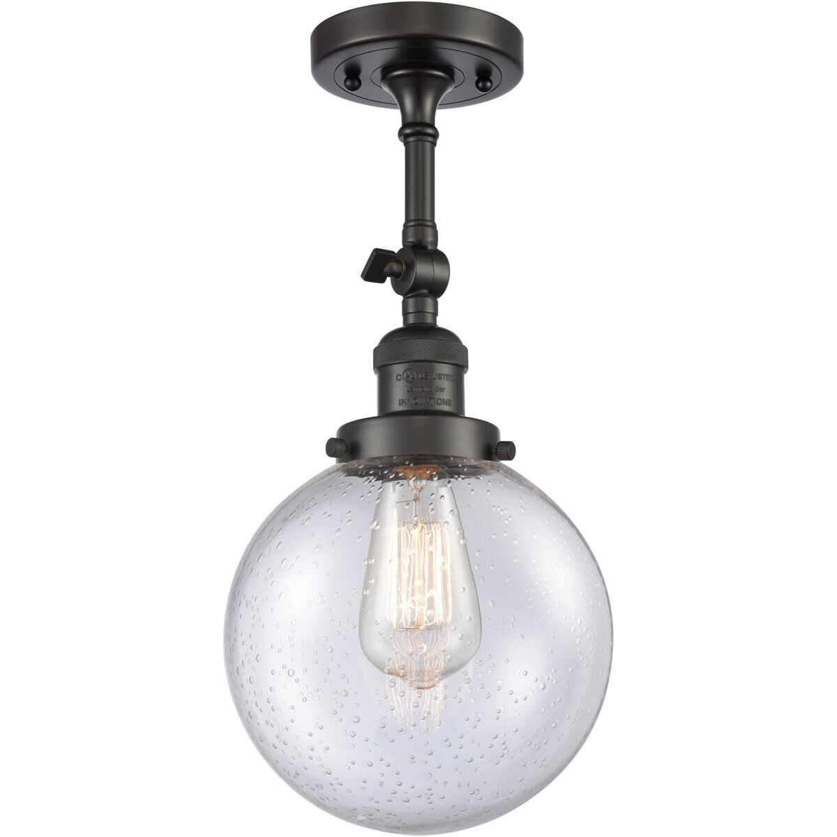 Franklin Restoration Large Beacon 1 Light 8 inch Oil Rubbed Bronze Semi-Flush Mount Ceiling Light in Seedy Glass, Franklin Restoration