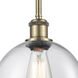 Ballston Athens LED 8 inch Antique Brass Pendant Ceiling Light in Clear Glass, Ballston