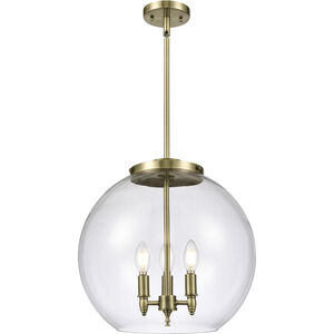 Ballston Athens 3 Light 16 inch Antique Brass Pendant Ceiling Light in Clear Glass