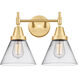 Caden LED 16.75 inch Satin Gold Bath Vanity Light Wall Light in Clear Glass