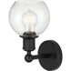 Edison Athens 1 Light 6 inch Matte Black Sconce Wall Light in Seedy Glass