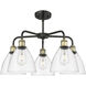 Bristol Glass 5 Light 25.5 inch Black Antique Brass Chandelier Ceiling Light in Clear Glass