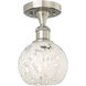 Ballston White Mouchette 1 Light 6 inch Brushed Satin Nickel Semi-Flush Mount Ceiling Light