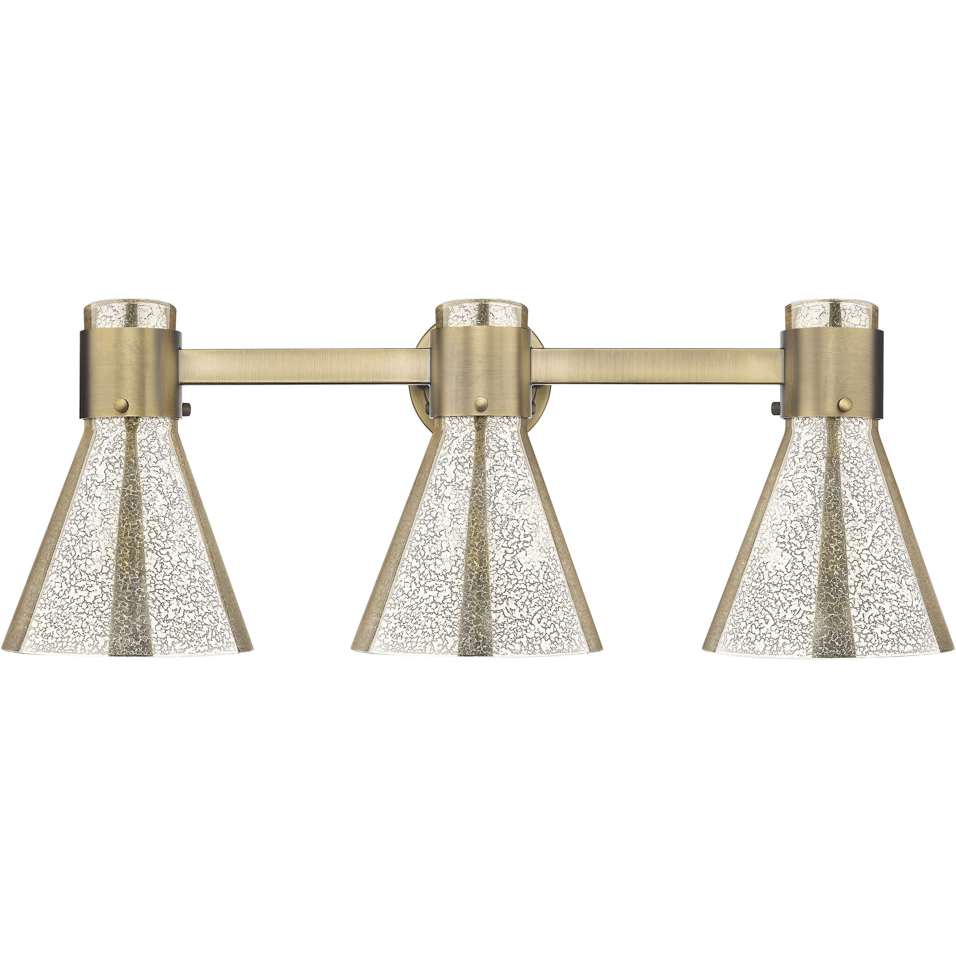 Lawton Cone 3 Light 24 inch Brushed Brass Bath Vanity Light Wall Light in Mercury Glass