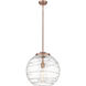 Ballston Athens Deco Swirl 1 Light 15.75 inch Antique Copper Pendant Ceiling Light in Incandescent, Clear Deco Swirl