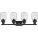 Somers 4 Light 33.25 inch Textured Black Bath Vanity Light Wall Light in Seedy Glass