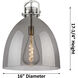 Newton Bell 1 Light 16 inch Matte Black Pendant Ceiling Light in Seedy Glass