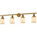 Franklin Restoration Small Bell 4 Light 42 inch Brushed Brass Bath Vanity Light Wall Light in Matte White Glass, Franklin Restoration