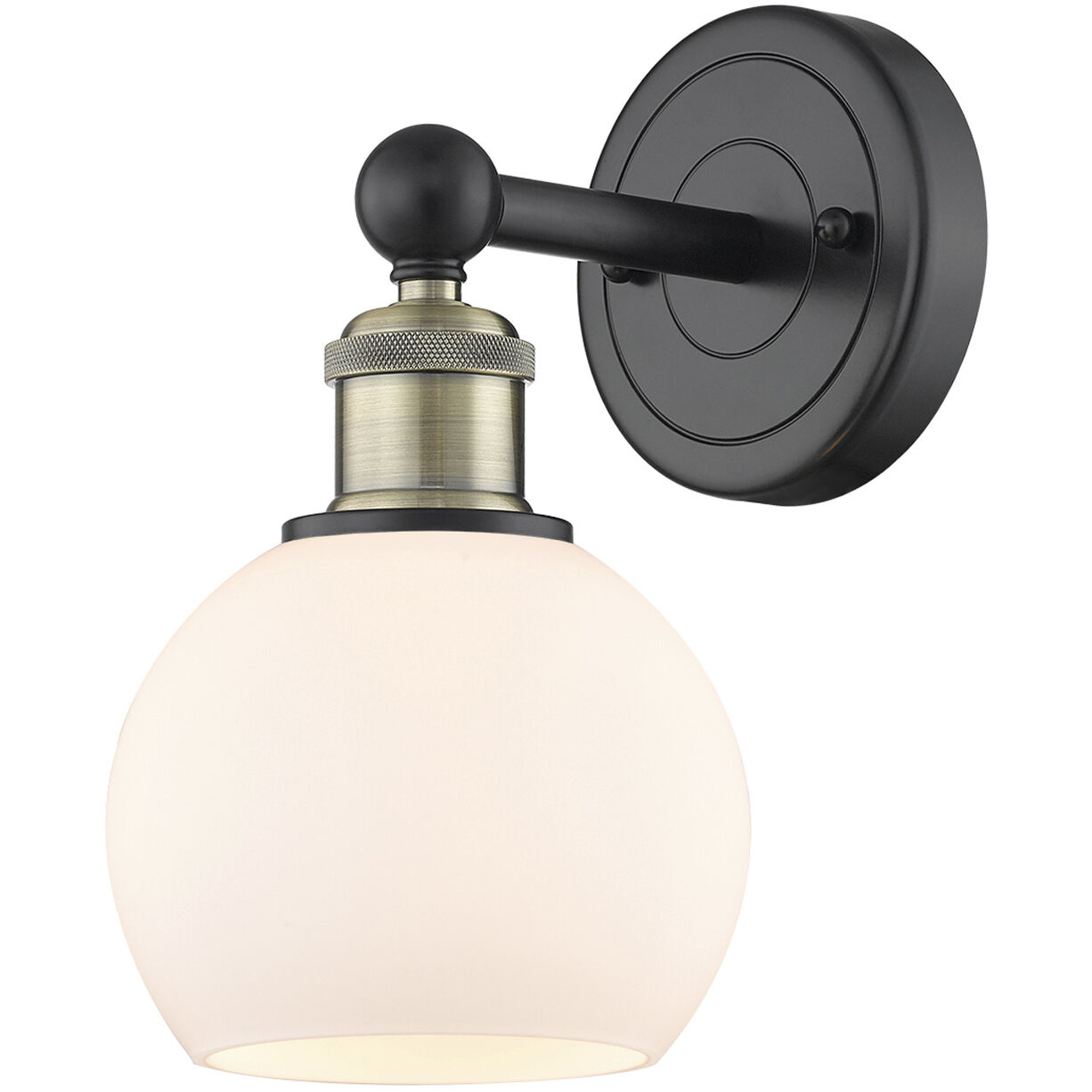 Athens Sconce Wall Light in Black Antique Brass, Matte White