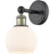 Athens Sconce Wall Light in Black Antique Brass, Matte White