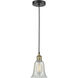 Hanover 1 Light 6.25 inch Black Antique Brass Mini Pendant Ceiling Light in Mouchette Glass