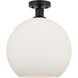 Edison Athens 1 Light 12 inch Matte Black Semi-Flush Mount Ceiling Light in Matte White Glass