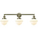 Franklin Restoration Small Oxford 3 Light 34 inch Antique Brass Bath Vanity Light Wall Light in Incandescent, Matte White Glass, Franklin Restoration
