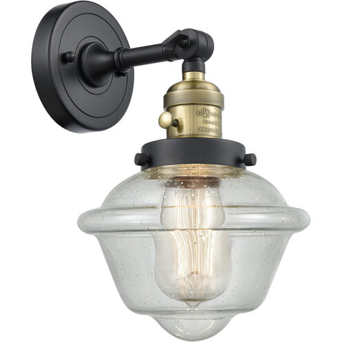 Franklin Restoration Small Oxford LED 7.5 inch Black Antique Brass Sconce Wall Light, Franklin Restoration