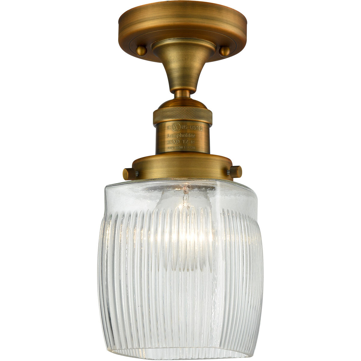 Franklin Restoration Colton LED 6 inch Brushed Brass Semi-Flush Mount Ceiling Light, Franklin Restoration