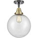 Downtown Urban Beacon LED 10 inch Black Antique Brass Flush Mount Ceiling Light in Seedy