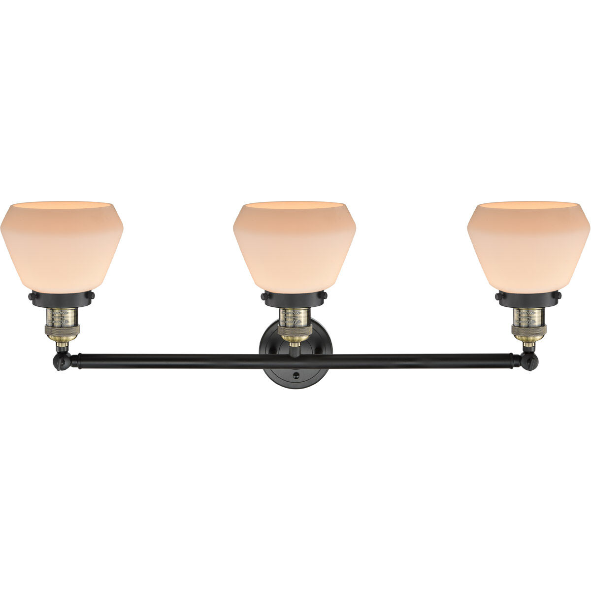 Franklin Restoration Fulton LED 30 inch Black Antique Brass Bath Vanity Light Wall Light in Matte White Glass, Franklin Restoration