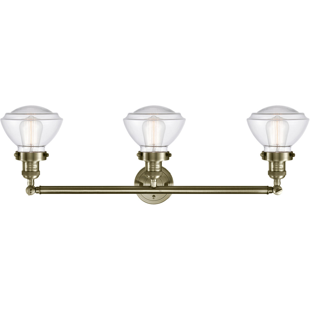 Franklin Restoration Olean LED 31 inch Antique Brass Bath Vanity Light Wall Light in Clear Glass, Franklin Restoration