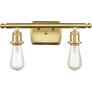 Bare Bulb 2 Light 16 inch Satin Gold Bath Vanity Light Wall Light, Ballston