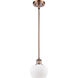 Ballston Fenton LED 7 inch Antique Copper Pendant Ceiling Light in Matte White Glass, Ballston
