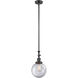 Franklin Restoration Large Beacon LED 8 inch Oil Rubbed Bronze Mini Pendant Ceiling Light in Clear Glass, Franklin Restoration
