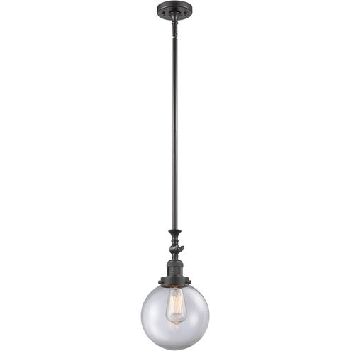 Franklin Restoration Large Beacon LED 8 inch Oil Rubbed Bronze Mini Pendant Ceiling Light in Clear Glass, Franklin Restoration