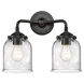 Nouveau Small Bell 2 Light 13 inch Oil Rubbed Bronze Bath Vanity Light Wall Light in Seedy Glass, Nouveau