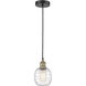 Belfast 1 Light 6 inch Black Antique Brass Mini Pendant Ceiling Light in Deco Swirl Glass
