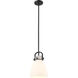 Downtown Urban Newton Bell 1 Light 8 inch Matte Black Mini Pendant Ceiling Light in Matte White