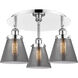 Cone 3 Light 18 inch Polished Chrome Flush Mount Ceiling Light in Plated Smoke