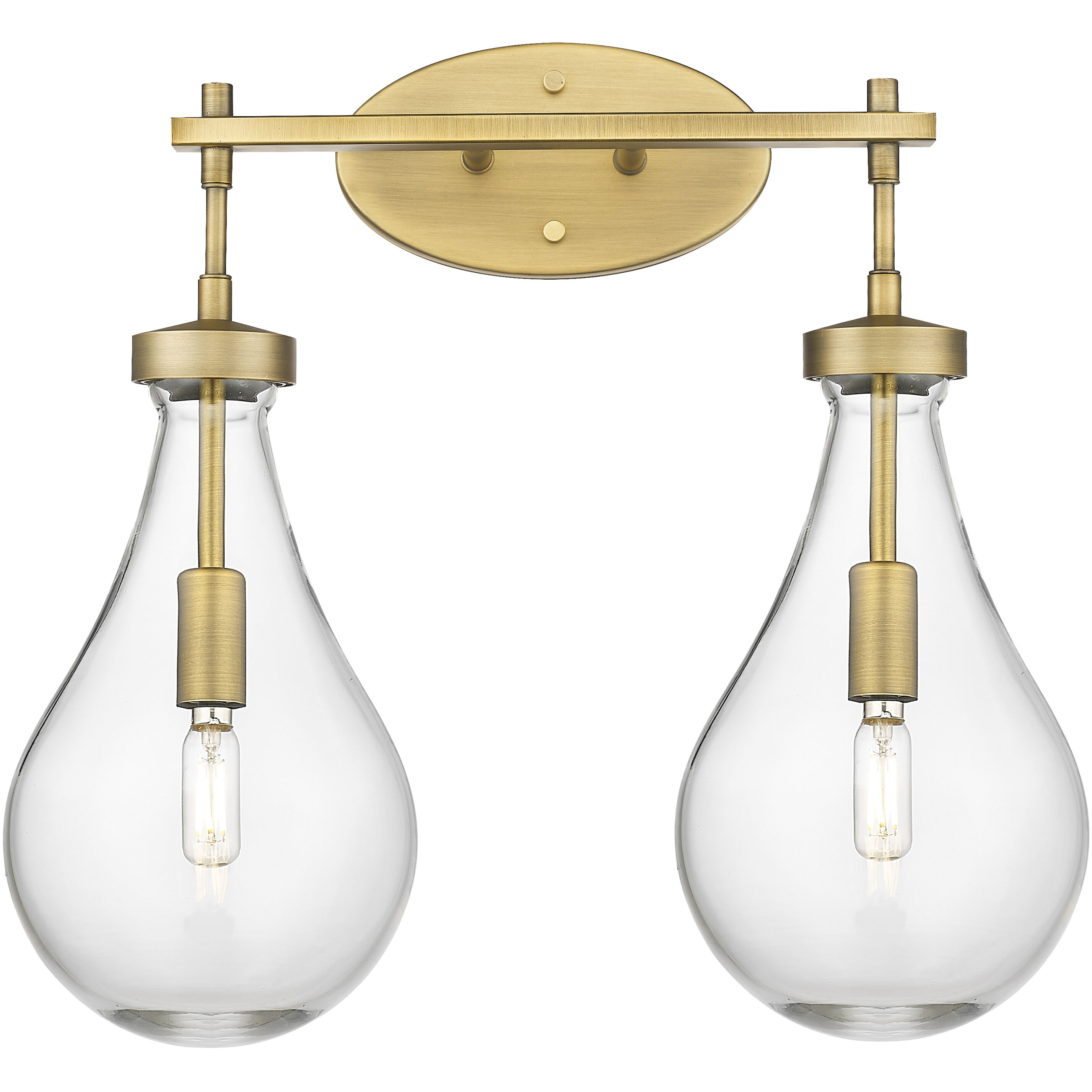 Downtown Urban Owego 2 Light 18 inch Brushed Brass Bath Vanity Light Wall Light in Clear