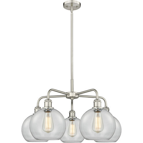 Athens 5 Light 26 inch Satin Nickel and Clear Chandelier Ceiling Light