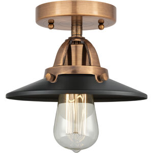 Nouveau 2 Railroad LED 8 inch Antique Copper Semi-Flush Mount Ceiling Light in Matte Black