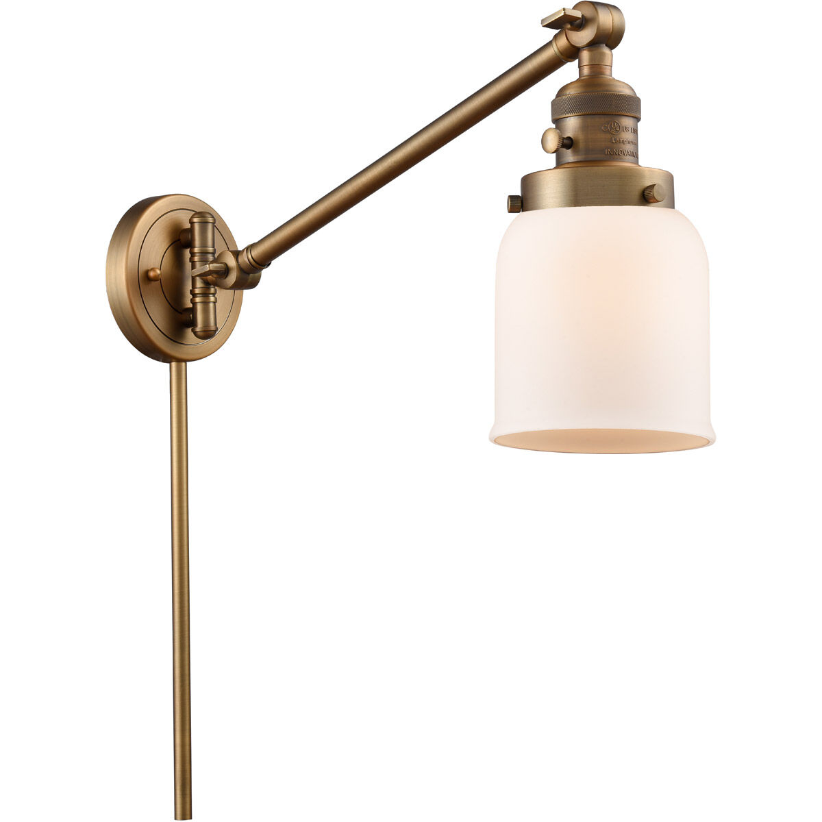 Small Bell 21 inch 60.00 watt Brushed Brass Swing Arm Wall Light, Franklin Restoration