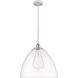 Ballston Dome LED 16 inch White and Polished Chrome Pendant Ceiling Light in Clear Glass