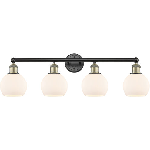 Athens 4 Light 33 inch Black Antique Brass Bath Vanity Light Wall Light in Matte White