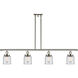 Ballston Small Bell 4 Light 48 inch Polished Nickel Island Light Ceiling Light in Clear Glass