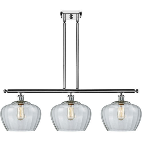 Ballston Large Fenton 3 Light 38 inch Polished Chrome Island Light Ceiling Light in Clear Glass, Ballston