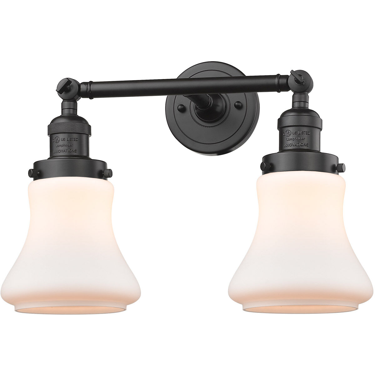 Franklin Restoration Bellmont 2 Light 6 inch Oil Rubbed Bronze Bath Vanity Light Wall Light in Matte White Glass, Franklin Restoration
