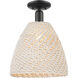 Downtown Urban Natural Ballston Dome 1 Light 11.75 inch Matte Black Semi-Flush Mount Ceiling Light