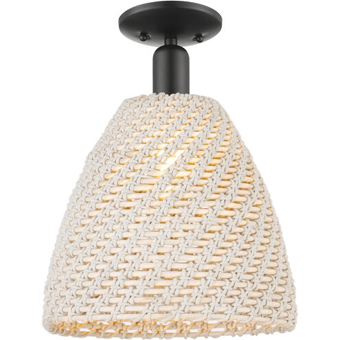 Downtown Urban Natural Ballston Dome 1 Light 11.75 inch Matte Black Semi-Flush Mount Ceiling Light