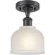 Dayton 1 Light 5.5 inch Matte Black Semi-Flush Mount Ceiling Light