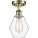 Ballston Cindyrella 1 Light 6 inch Antique Brass Semi-Flush Mount Ceiling Light in Incandescent, Clear Glass