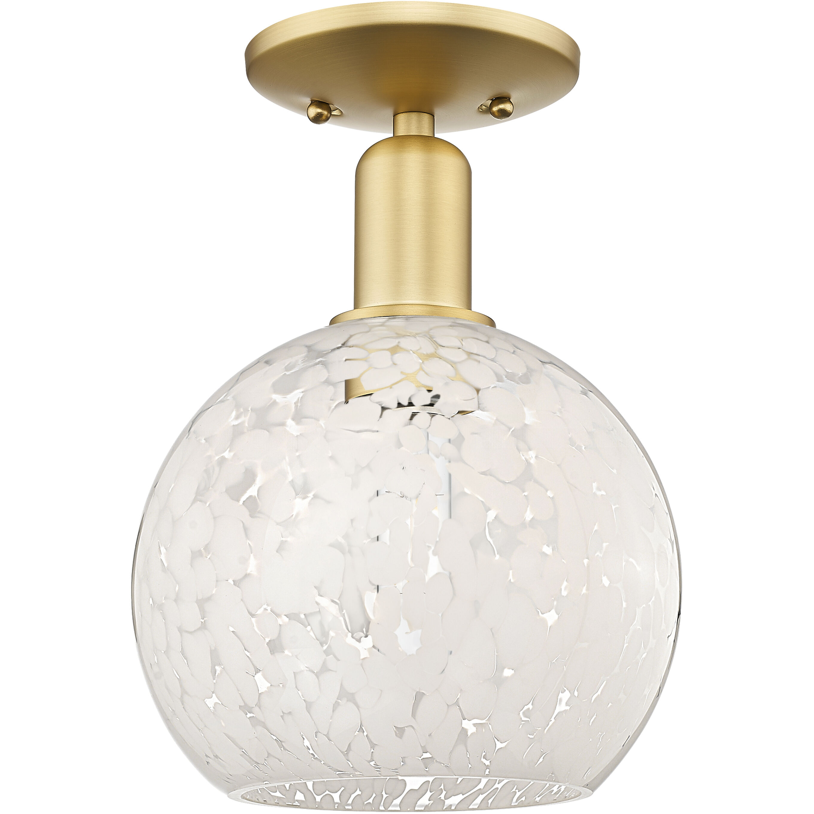 Arcadia White Mouchette 1 Light 8 inch Satin Gold Semi-Flush Mount Ceiling Light