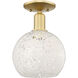 Arcadia White Mouchette 1 Light 8 inch Satin Gold Semi-Flush Mount Ceiling Light