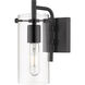 Auralume Press LED 6.75 inch Matte Black and Clear Bath Vanity Light Wall Light